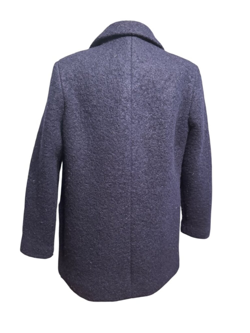 J.Crew Navy Bouclé Wool Blend Pea Coat Size 4 Classic Three Button Jacket - Picture 5 of 5